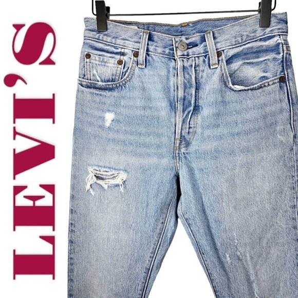 LEVI'S 501S Premium Big E Selvedge Button Fly Distressed Skinny Jeans, Size 25 - Picture 5 of 16